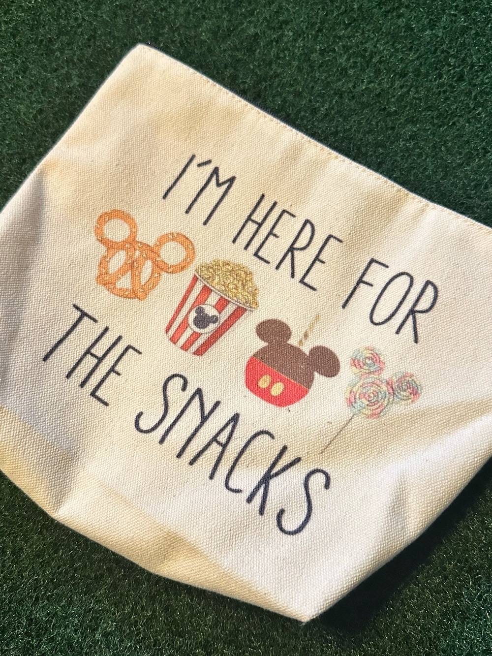 Canvas travel bag with Disney-Inspired Snack Icons